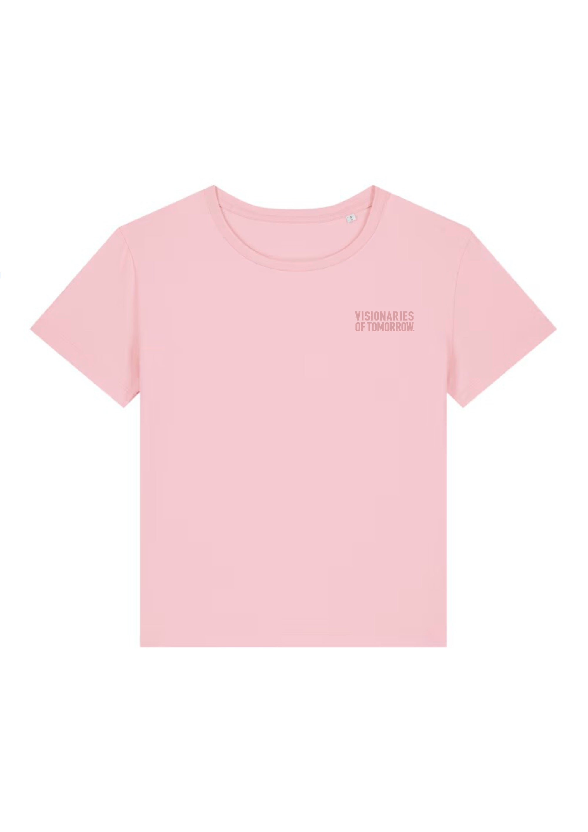 Damen rundhals Ausschnitt T-shirt mit Logo Bestickung, aus reiner Bio-Baumwolle, light rose