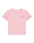 Damen rundhals Ausschnitt T-shirt mit Logo Bestickung, aus reiner Bio-Baumwolle, light rose