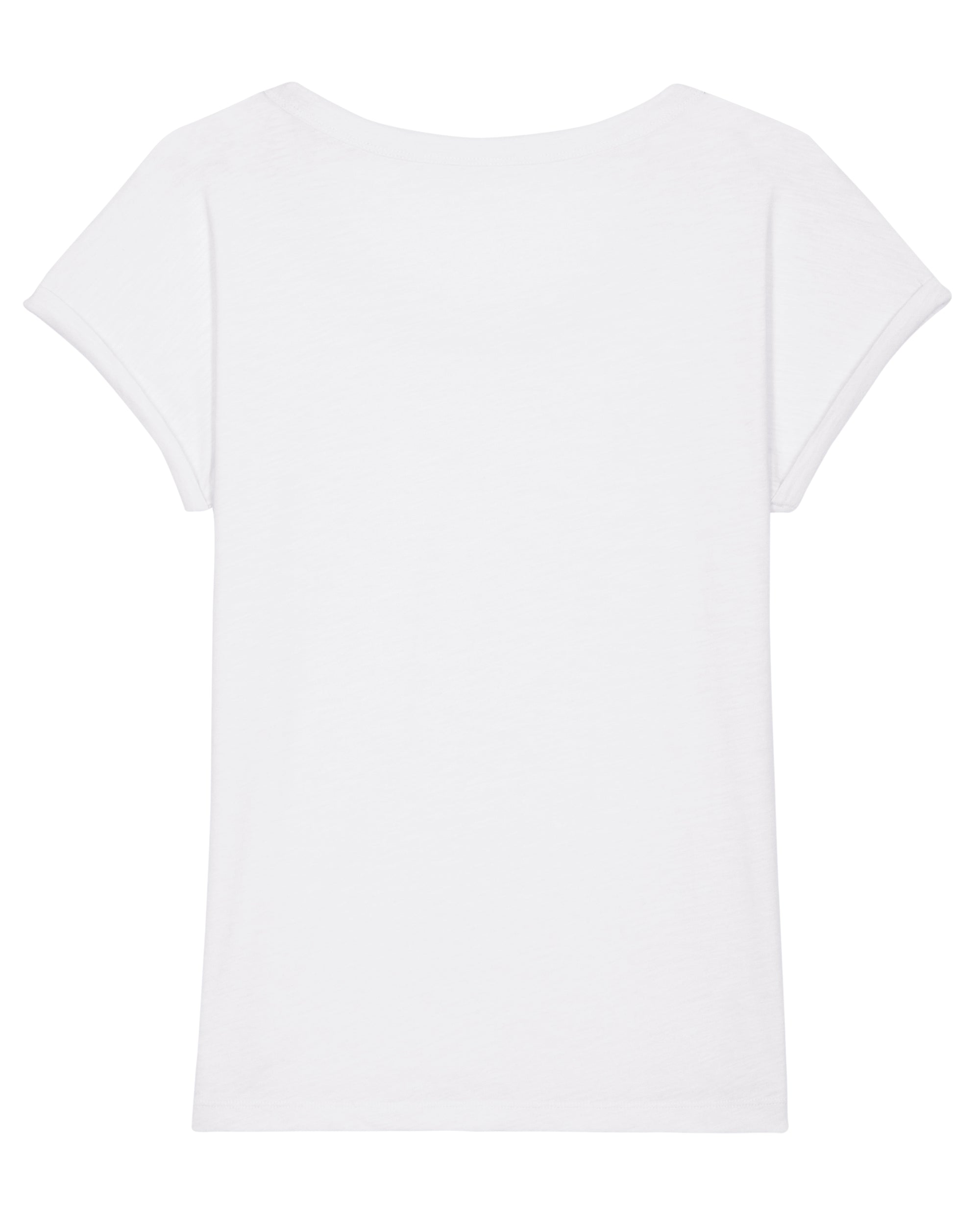 Visionaries of Tomorrow Logo Damen T-Shirt mit gerollten Ärmeln und Rundhals-Ausschnitt aus reiner Bio-Baumwolle
