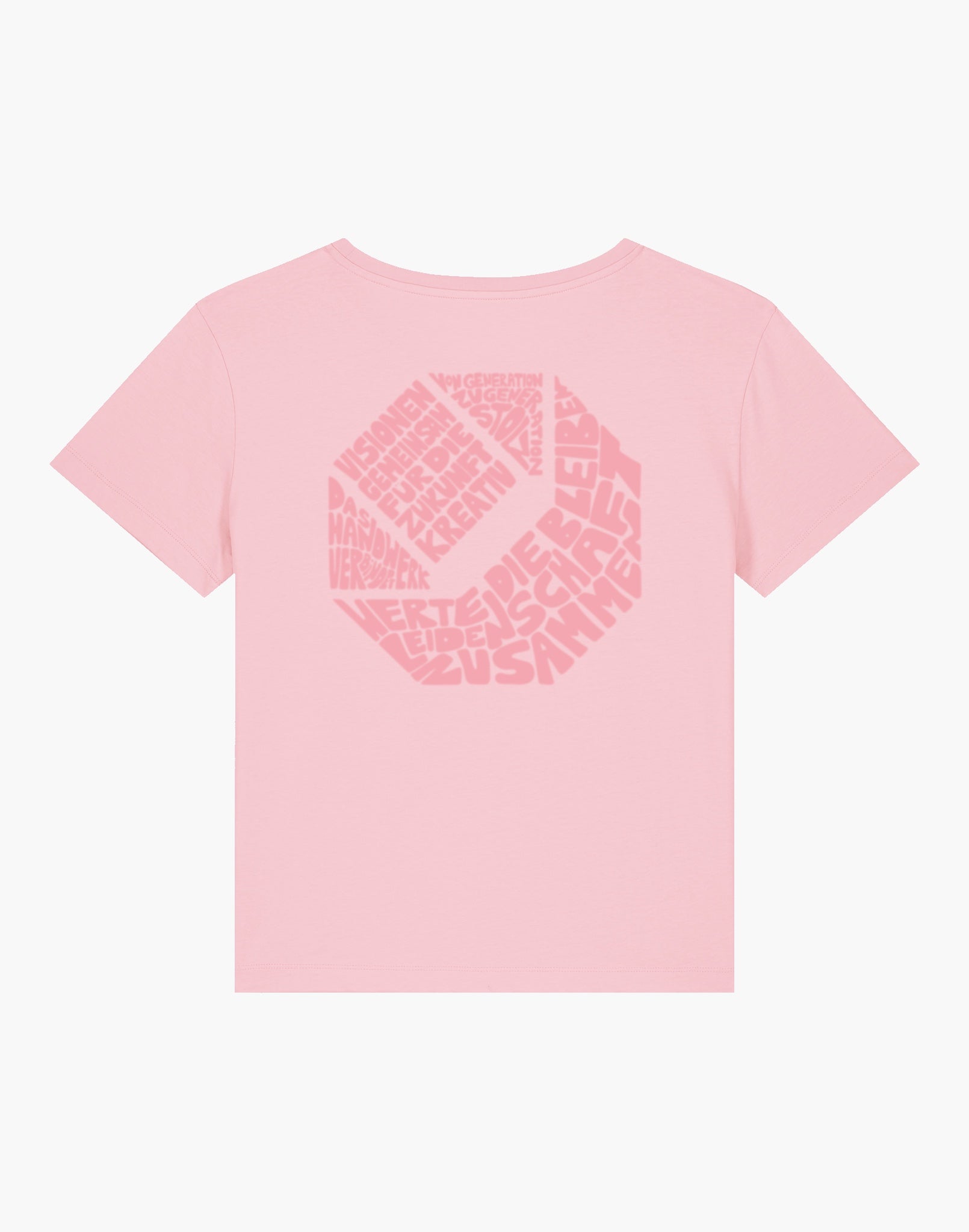 KH-HL.DE x VOT Damen rundhals Ausschnitt T-shirt „Words - Sommer“ aus reiner Bio-Baumwolle, light rose