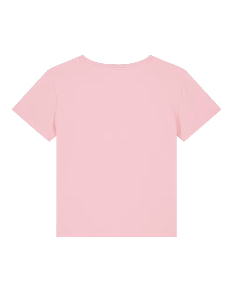 Damen rundhals Ausschnitt T-shirt mit Logo Bestickung, aus reiner Bio-Baumwolle, light rose