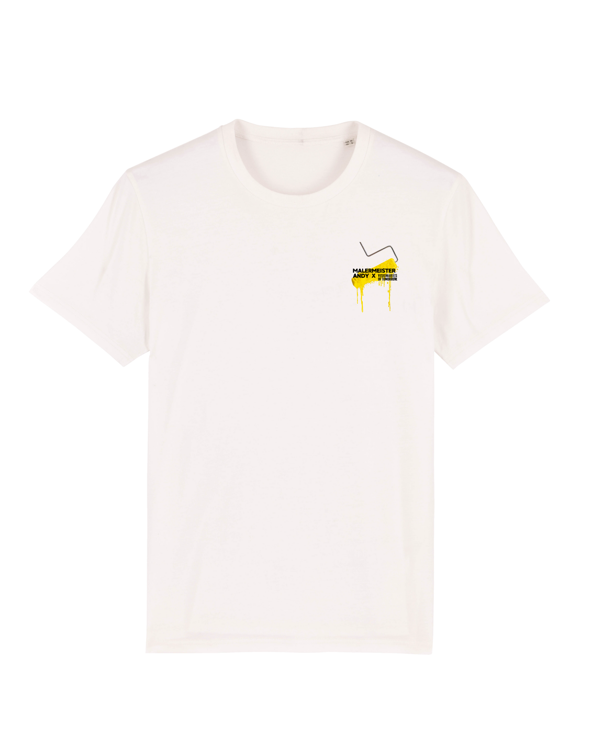 Malermeister Andy x Visionaries of Tomorrow relaxed fit unisex T-Shirt „Farbrolle“ aus reiner Bio-Baumwolle