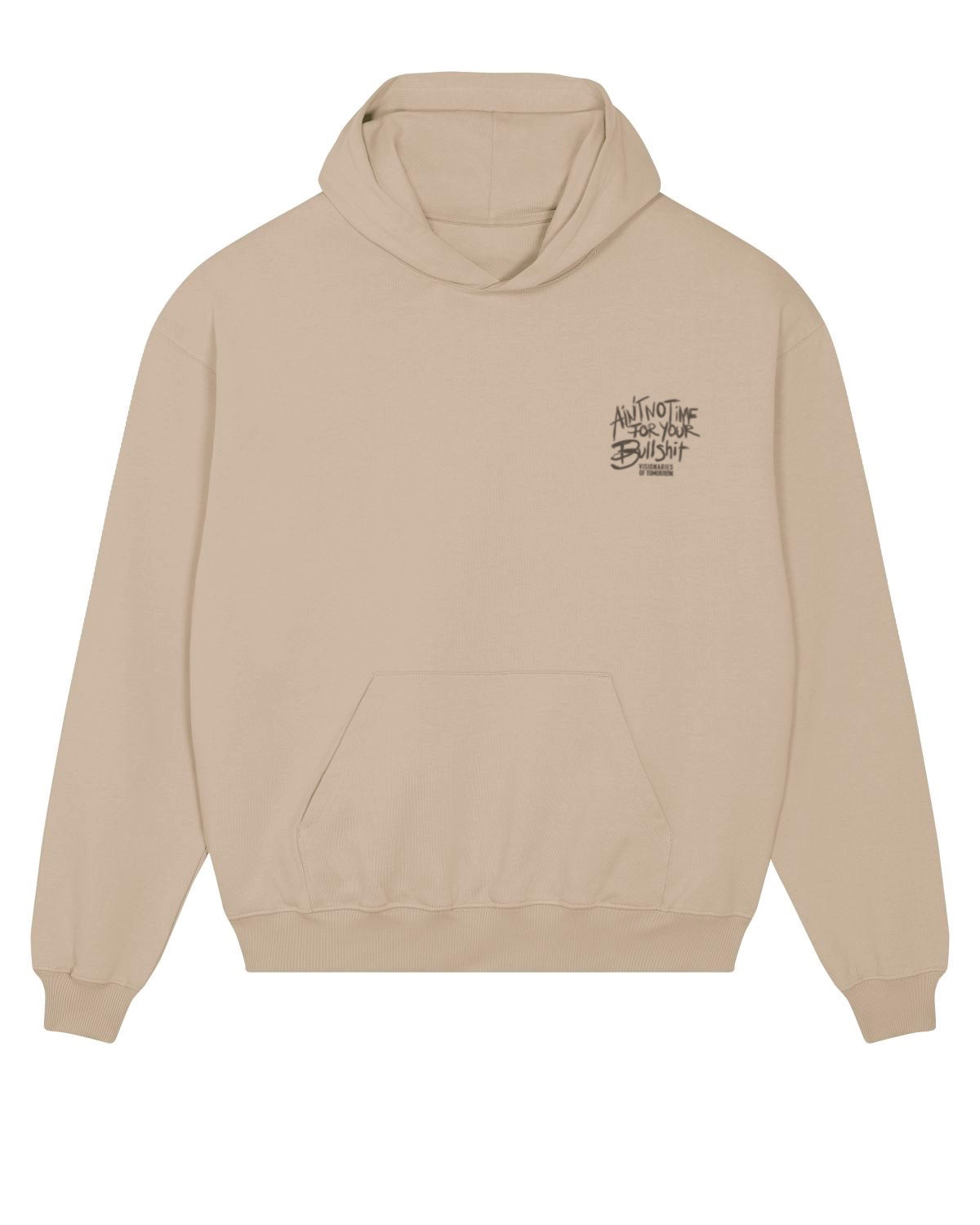 Ain't no Time Oversized Hoodie in Desert Dust mit braunem Print