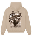 Ain't no Time Oversized Hoodie in Desert Dust mit braunem Print